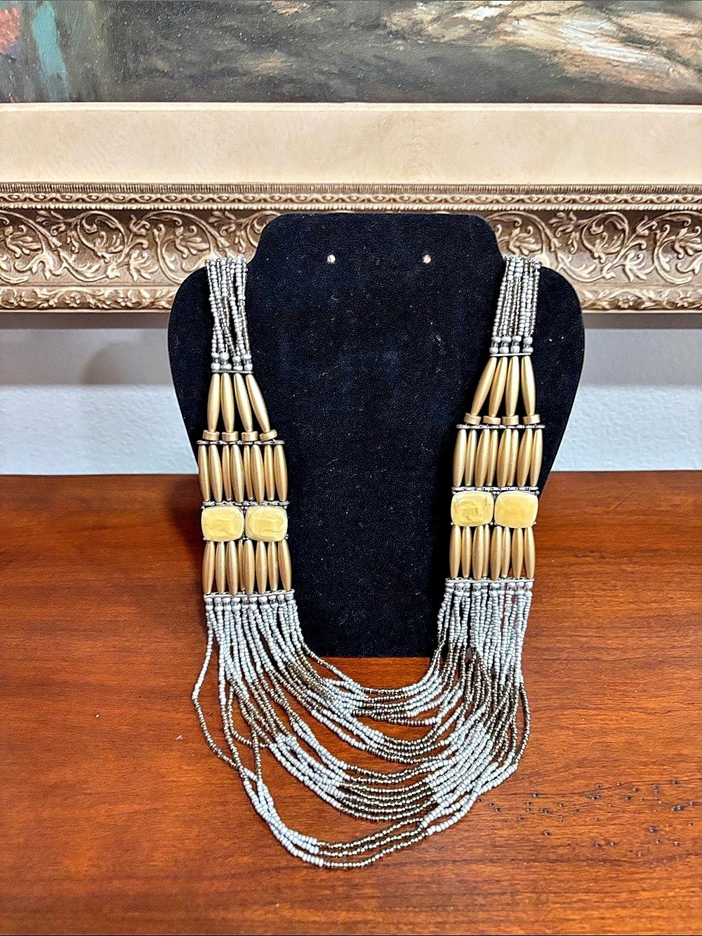 Gold & Silver Color Statement Layered Necklace Price 17.00